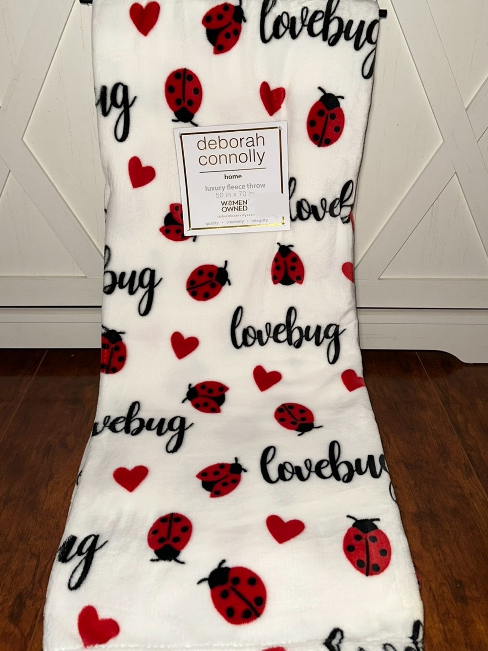 Deborah Connolly 'Lovebug' Ladybug Plush Throw Blanket